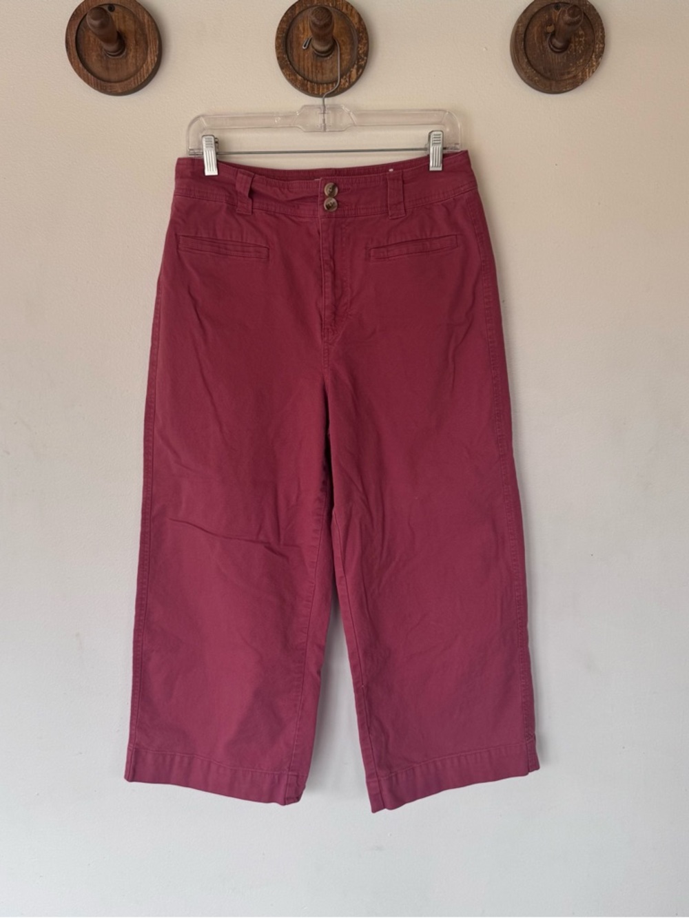 a new day Women's Cropped Wide Leg Pants in Deep Berry size 8